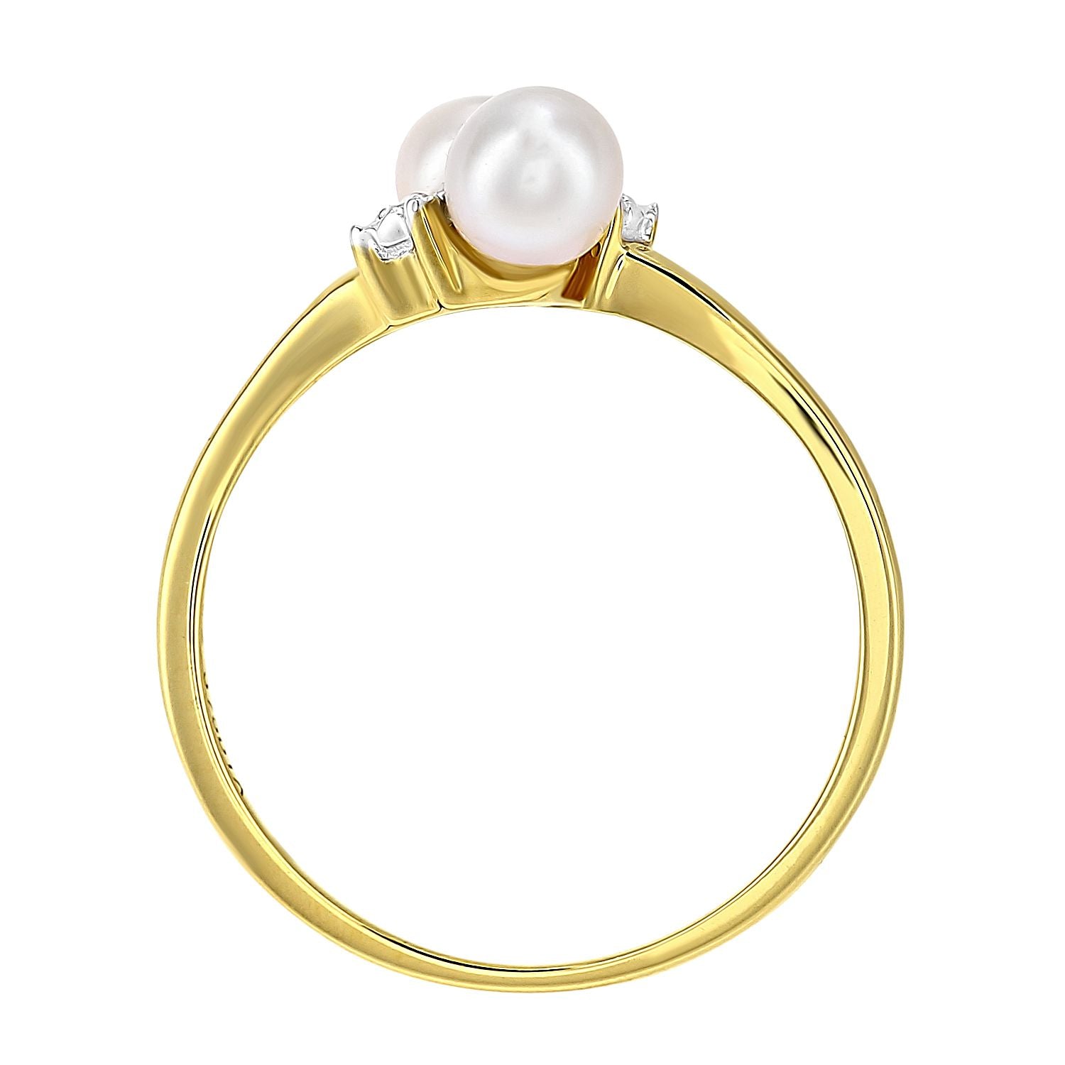9ct Gold  1pts Diamond Pearl 4mm Cluster Full Moon Dress Ring - PR1AXL2591YPRL