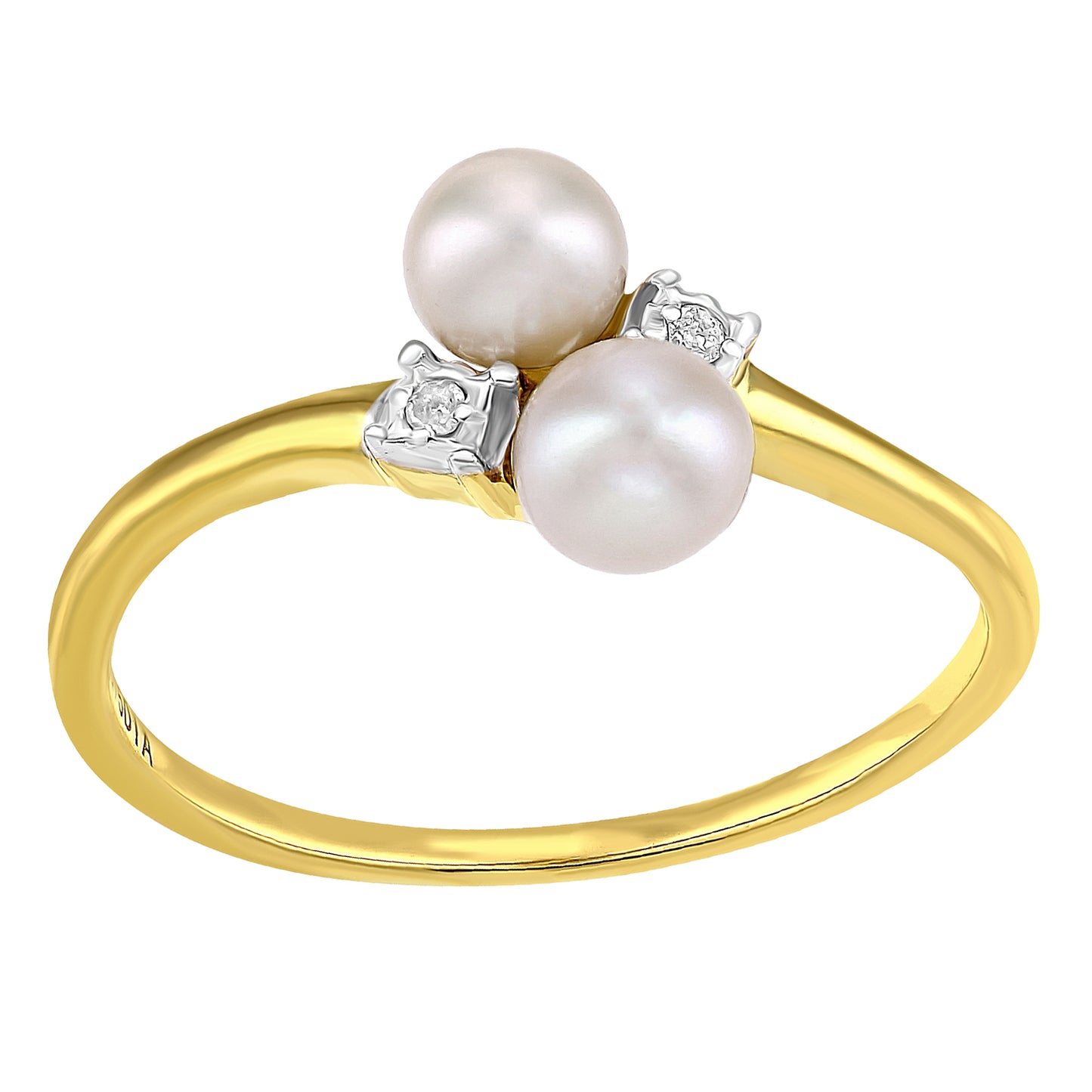 9ct Gold  1pts Diamond Pearl 4mm Cluster Full Moon Dress Ring - PR1AXL2591YPRL