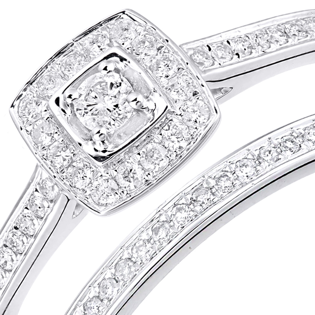 9ct White Gold  Round 0.3ct Diamond Bridal Set Engagement Ring - PR1AXL2703W