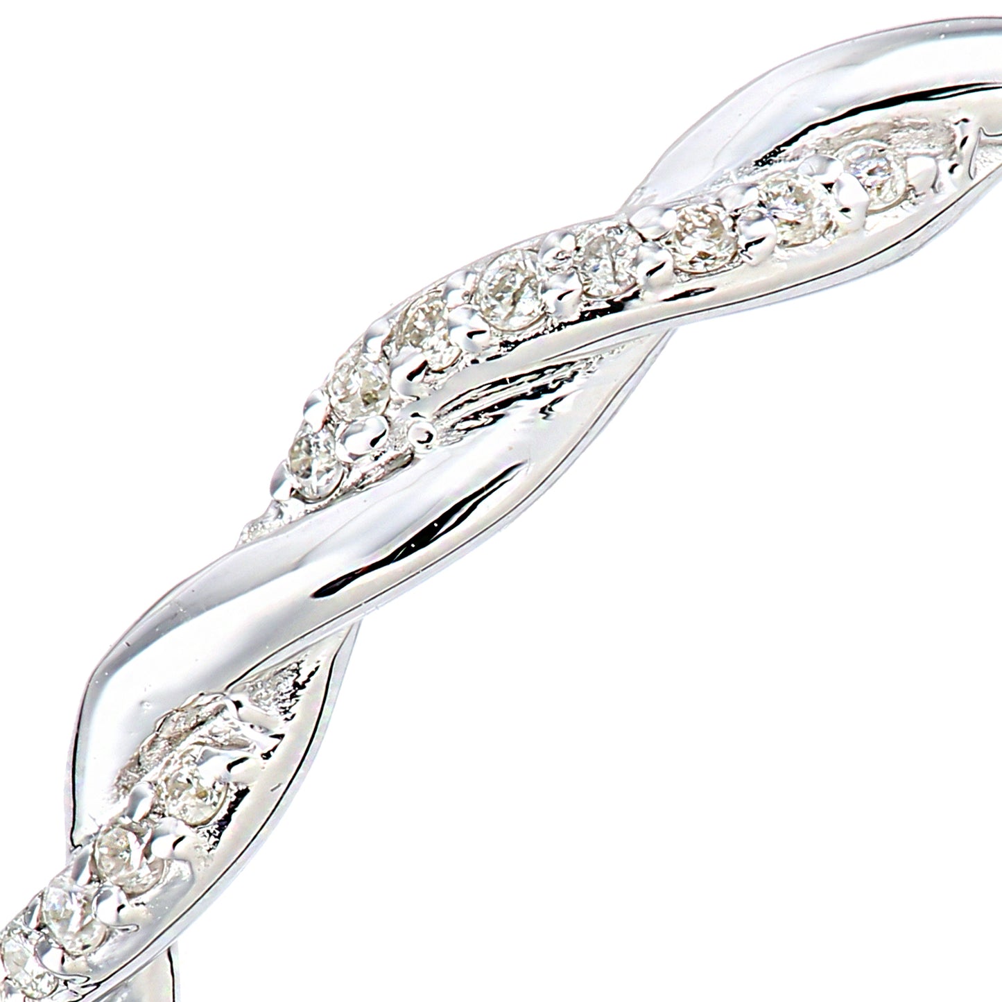 9ct White Gold  Round 7pts Diamond Crossover Eternity Ring 2mm - PR1AXL2706W