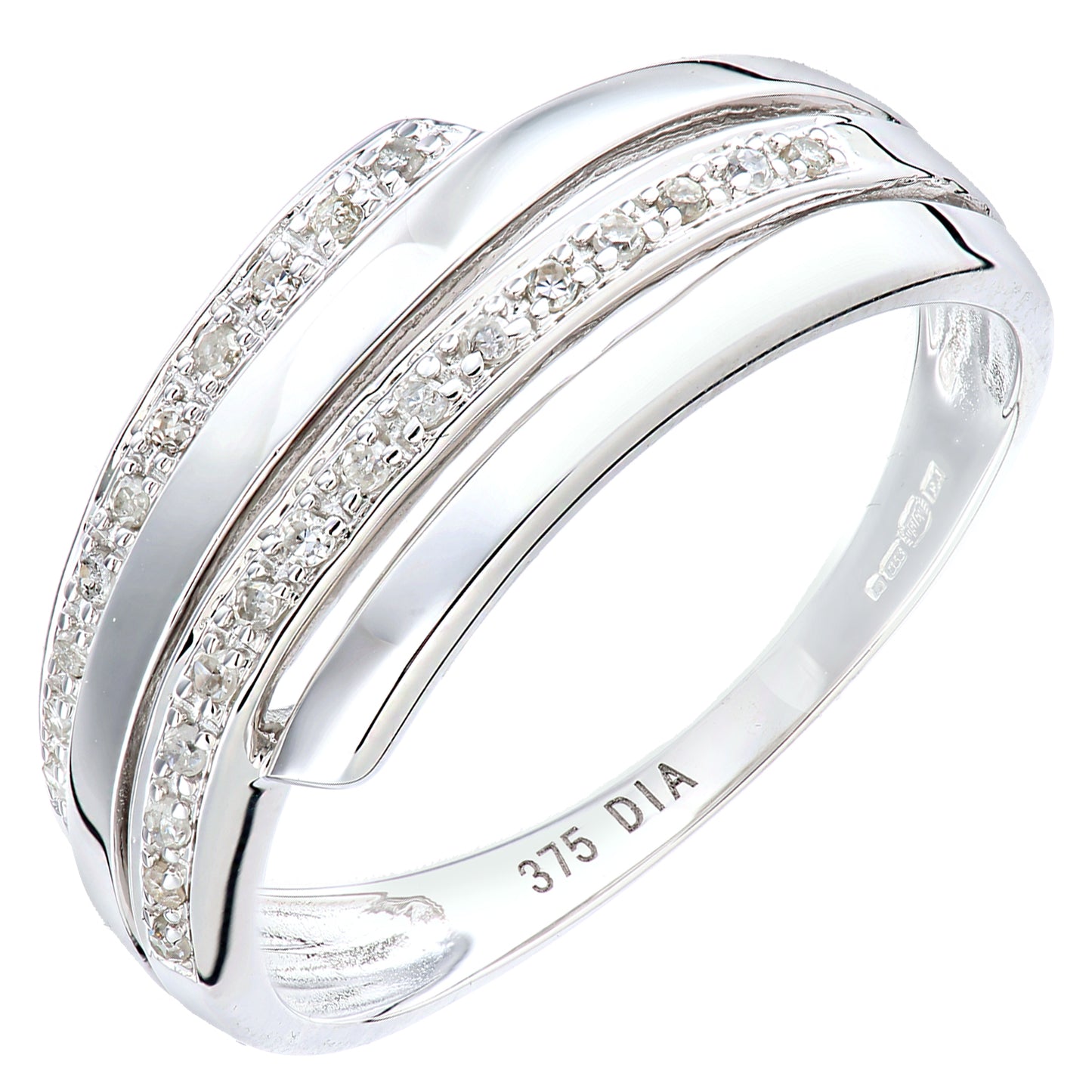 9ct White Gold  8pts Diamond Dual Pave Eternity Ring 1.5mm - PR1AXL2709W