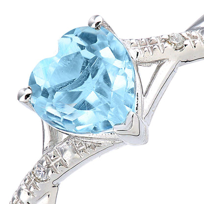 9ct White Gold  Diamond Heart 0.98ct Blue Topaz Heart Dress Ring - PR1AXL2710WBT