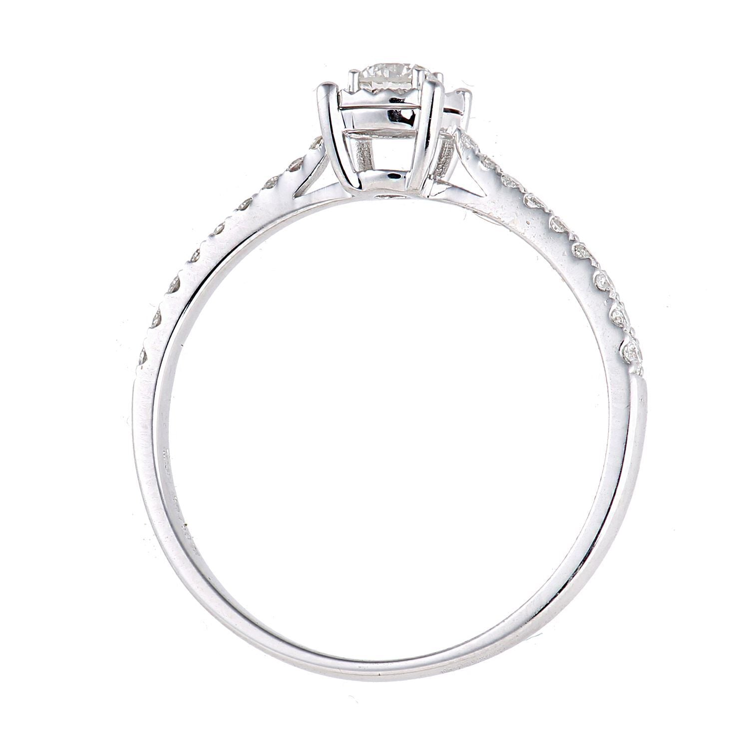 18ct White Gold  14pts Diamond 13pts Pave Illusion Solitaire Ring - PR1AXL2735W18