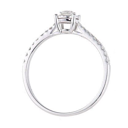 18ct White Gold  14pts Diamond 13pts Pave Illusion Solitaire Ring - PR1AXL2735W18