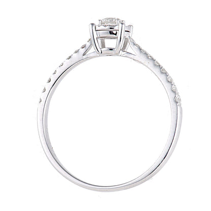 18ct White Gold  14pts Diamond 13pts Pave Illusion Solitaire Ring - PR1AXL2735W18