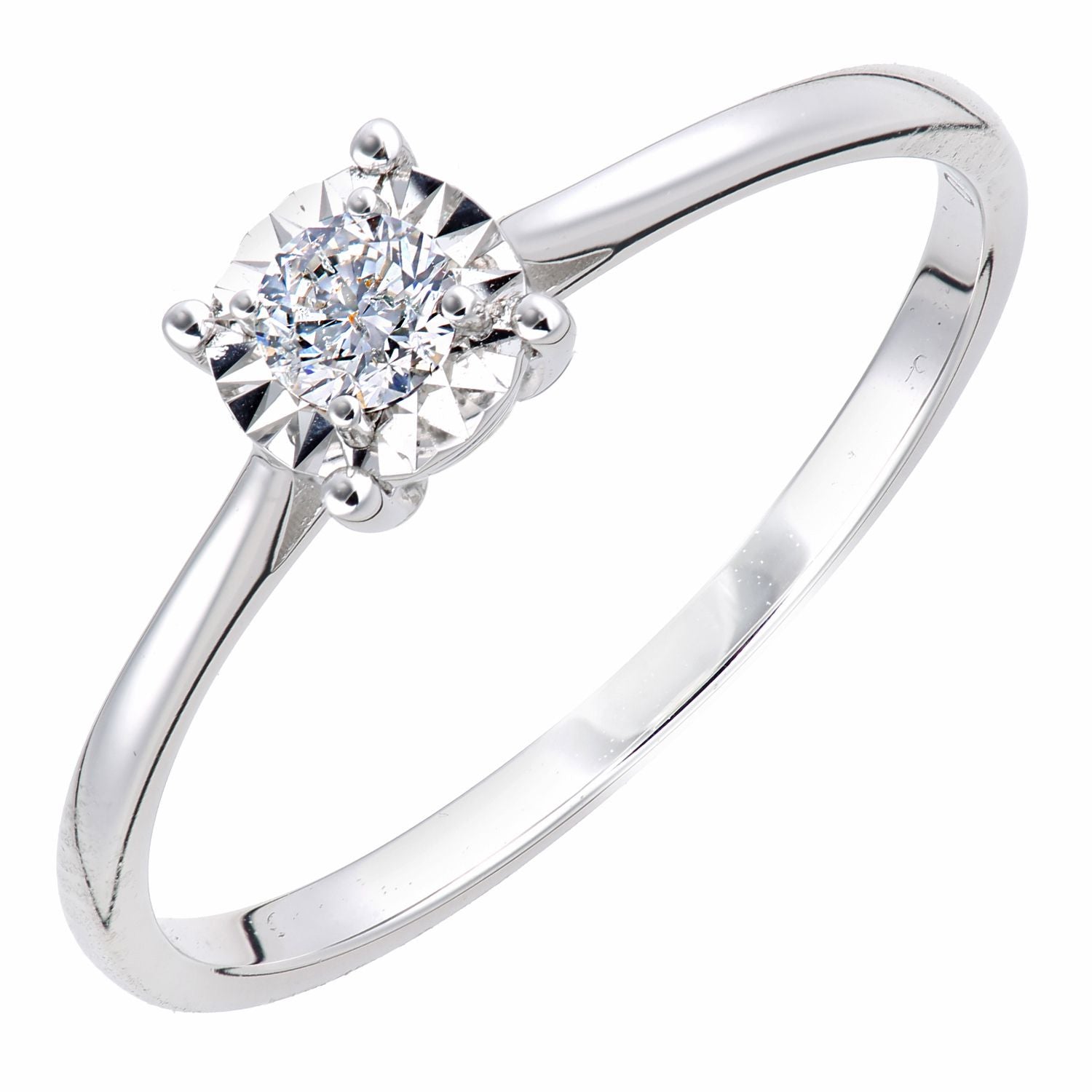 18ct White Gold  15pts Diamond Illusion Solitaire Engagement Ring - PR1AXL2736W18