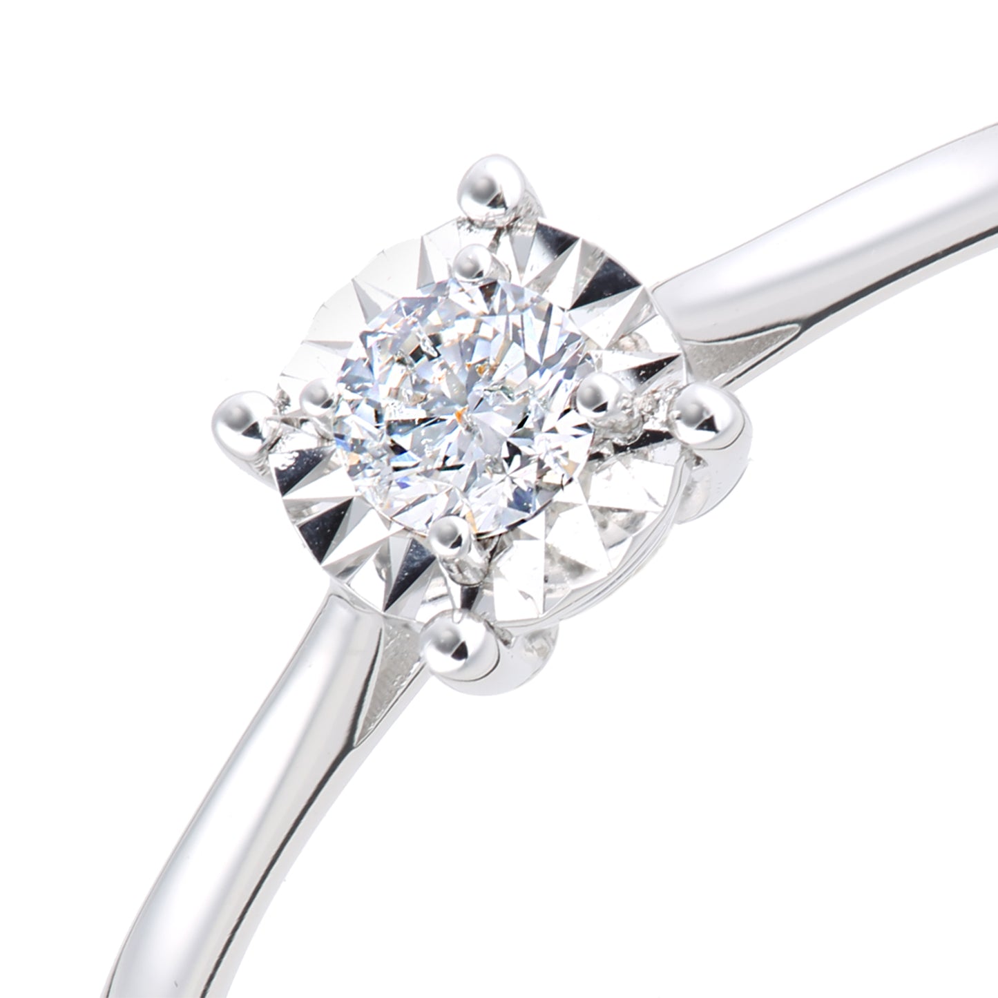 18ct White Gold  15pts Diamond Illusion Solitaire Engagement Ring - PR1AXL2736W18