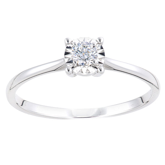 18ct White Gold  15pts Diamond Illusion Solitaire Engagement Ring - PR1AXL2736W18