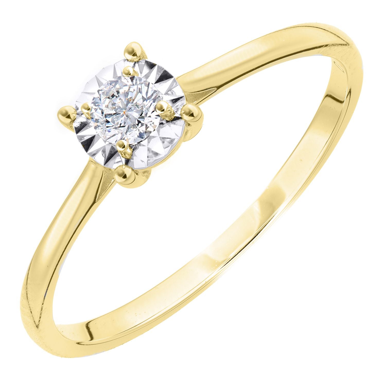 18ct Gold  Round 15pts Diamond Illusion Solitaire Engagement Ring - PR1AXL2736Y18