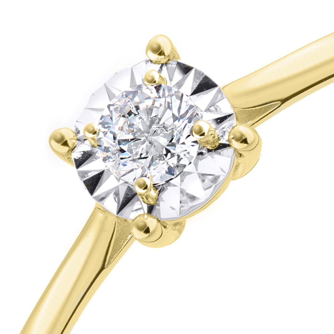 18ct Gold  Round 15pts Diamond Illusion Solitaire Engagement Ring - PR1AXL2736Y18
