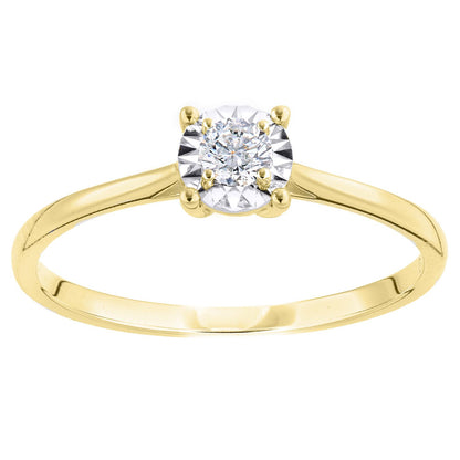 18ct Gold  Round 15pts Diamond Illusion Solitaire Engagement Ring - PR1AXL2736Y18