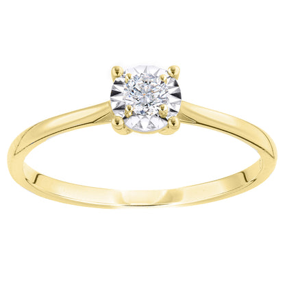 18ct Gold  Round 15pts Diamond Illusion Solitaire Engagement Ring - PR1AXL2736Y18