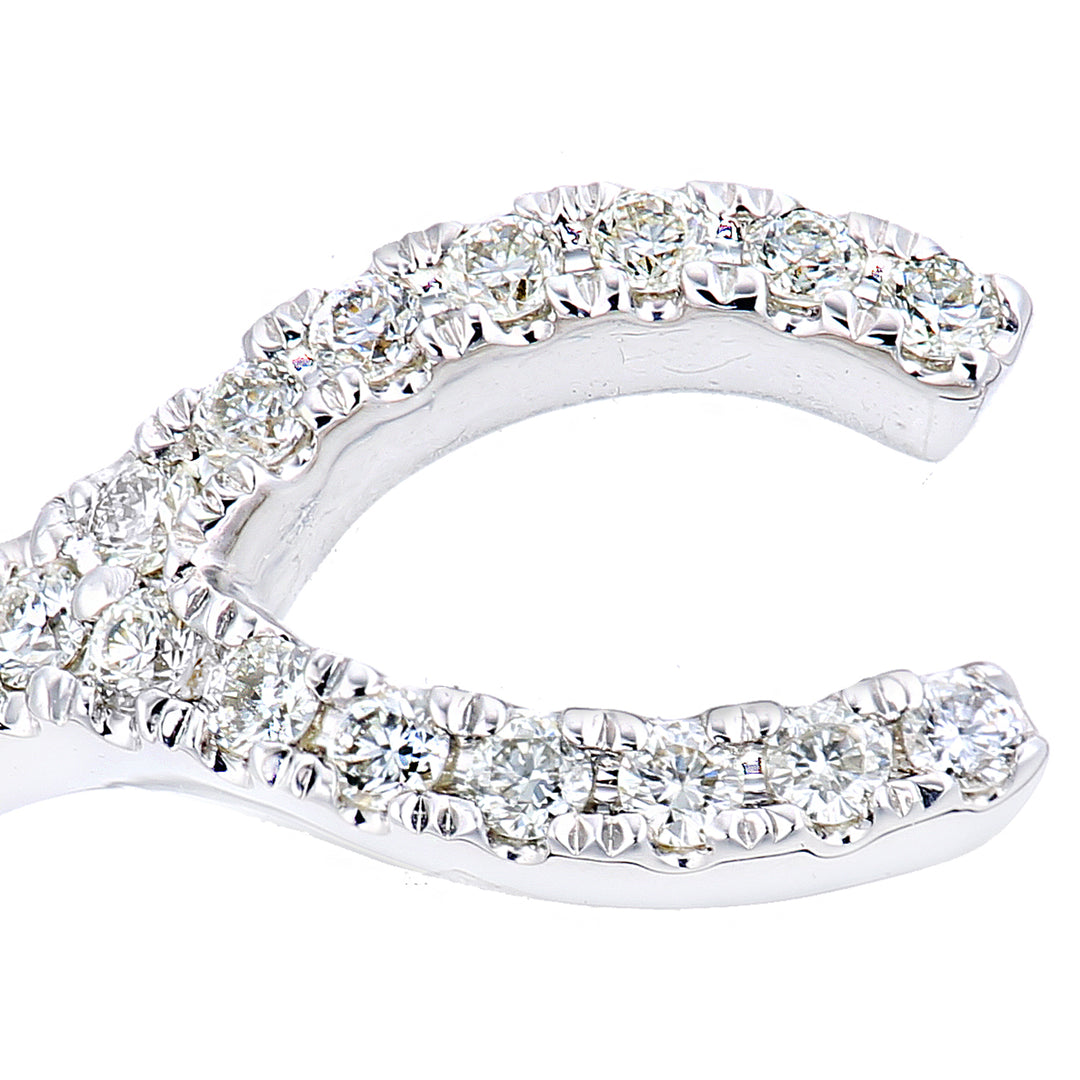 9ct White Gold  Round 10pts Diamond Horseshoe Wishbone Dress Ring - PR2AXL0430W