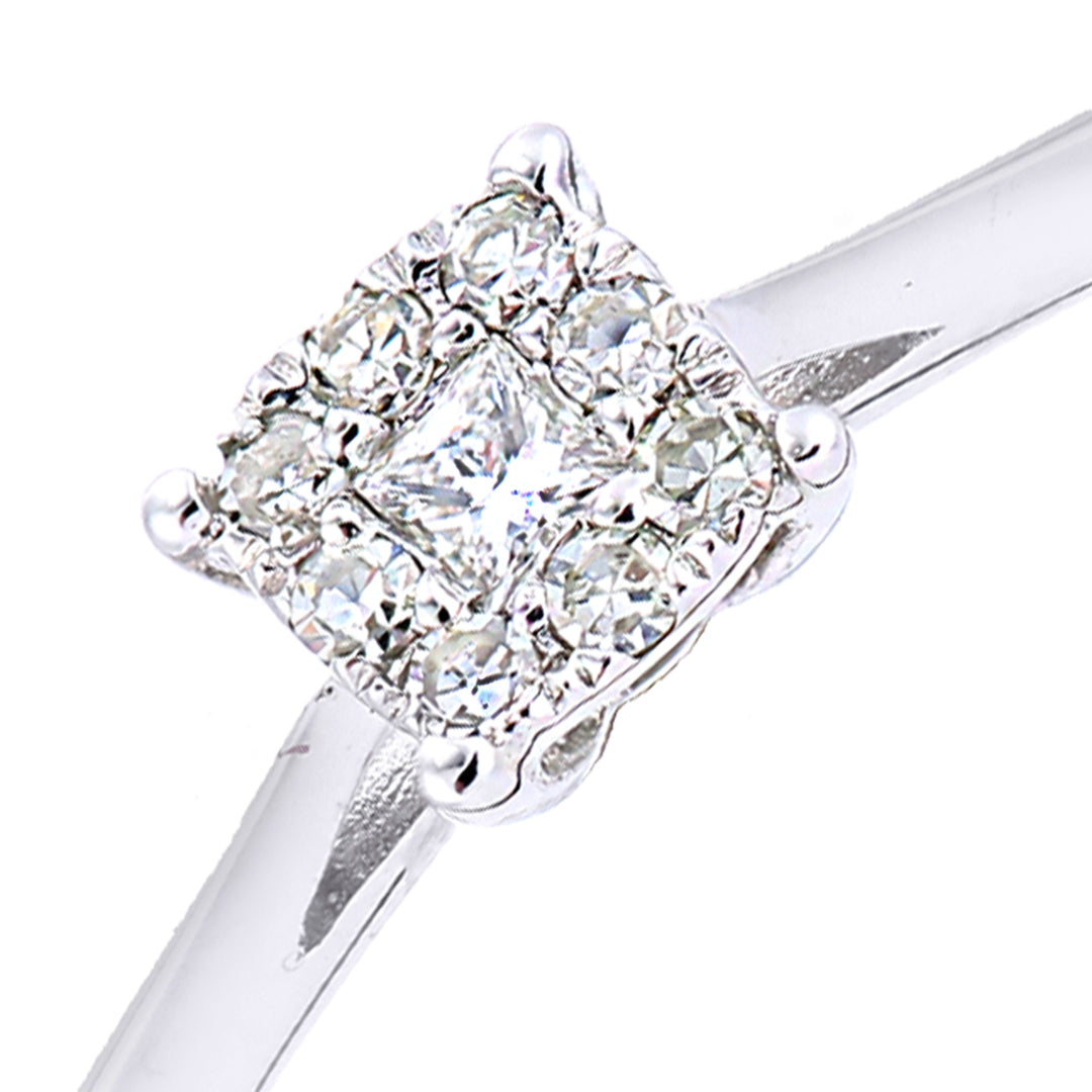 9ct White Gold  Princess Diamond Diamond Faux Solitaire Ring - PR2AXL0432W