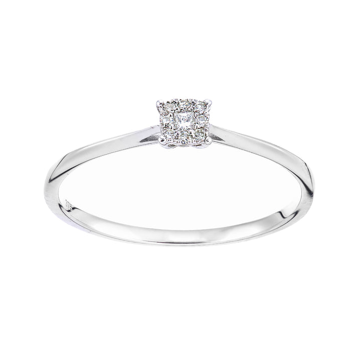 9ct White Gold  Princess Diamond Diamond Faux Solitaire Ring - PR2AXL0432W