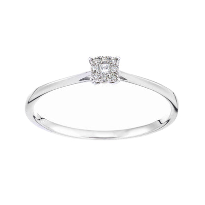 9ct White Gold  Princess Diamond Diamond Faux Solitaire Ring - PR2AXL0432W