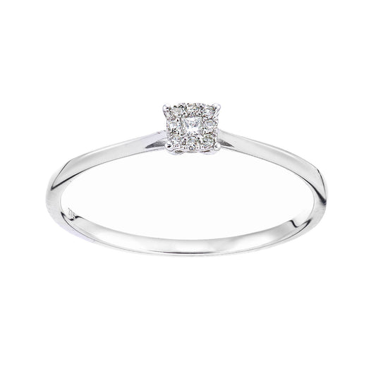 9ct White Gold  Princess Diamond Diamond Faux Solitaire Ring - PR2AXL0432W