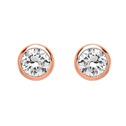 Rose Silver  CZ Bubble Solitaire Stud Earrings 3mm - PS-RD3RG