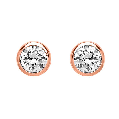 Rose Silver  CZ Bubble Solitaire Stud Earrings 3mm 0.20cts - PS-RD3RG