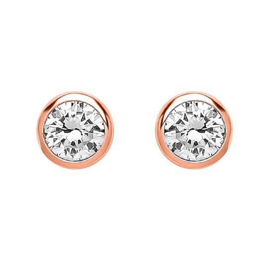 Rose Silver  CZ Bubble Solitaire Stud Earrings 3mm 0.20cts - PS-RD3RG