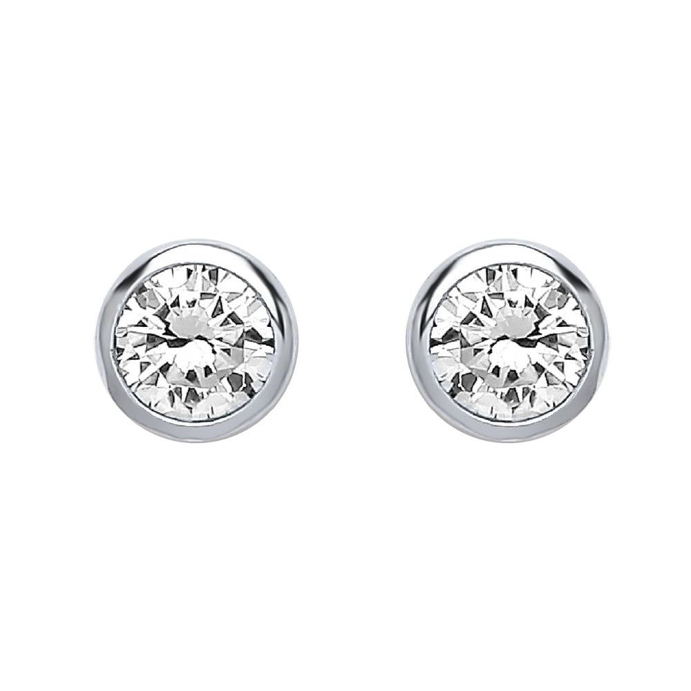 Silver  CZ Bubble Solitaire Stud Earrings 3mm - PS-RD3