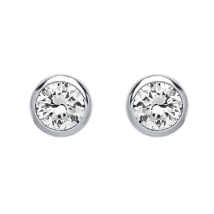 Silver  CZ Bubble Solitaire Stud Earrings 3mm - PS-RD3