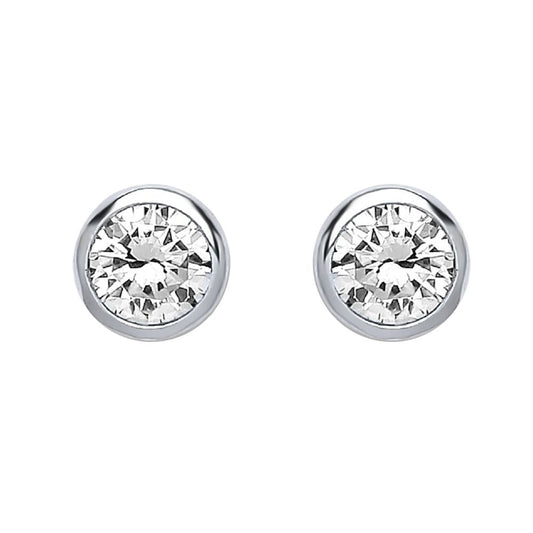 Silver  CZ Bubble Solitaire Stud Earrings 3mm 0.20cts - PS-RD3