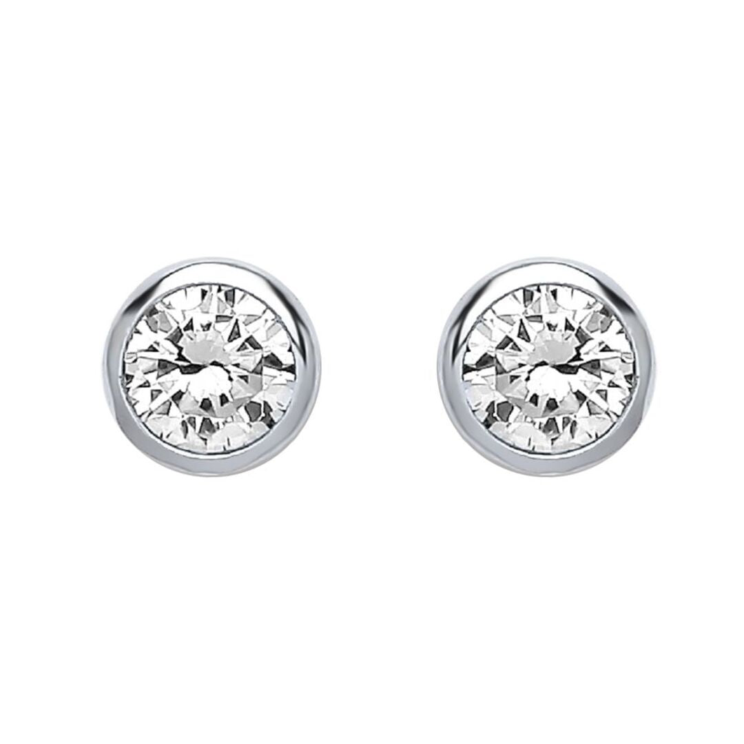 Silver  CZ Bubble Solitaire Stud Earrings 3mm 0.20cts - PS-RD3