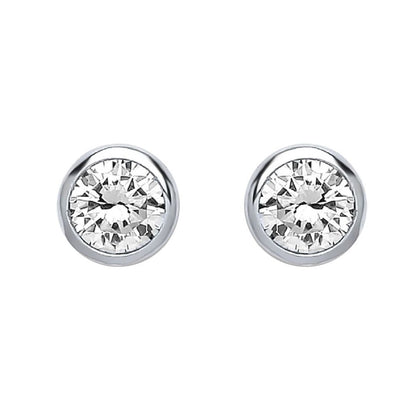 Silver  CZ Bubble Solitaire Stud Earrings 3mm 0.20cts - PS-RD3