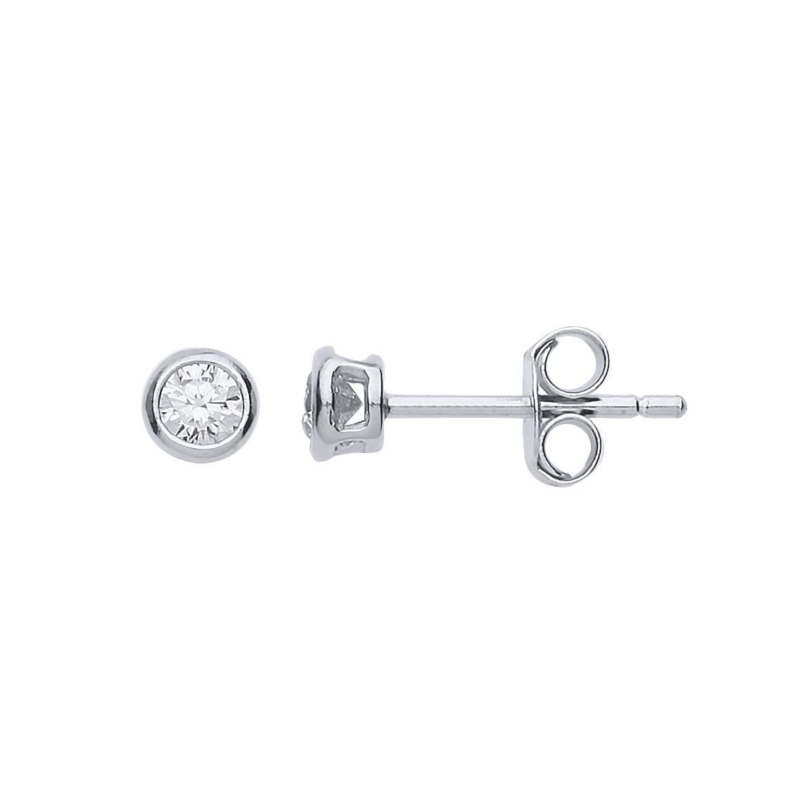 Silver  CZ Bubble Solitaire Stud Earrings 3mm 0.20cts - PS-RD3