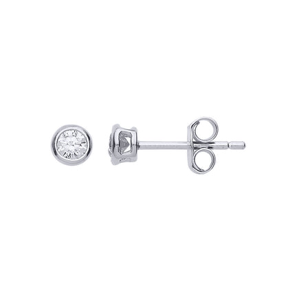 Silver  CZ Bubble Solitaire Stud Earrings 3mm - PS-RD3