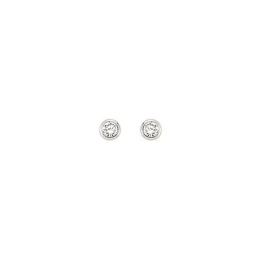 Silver  CZ Bubble Solitaire Stud Earrings 3mm - PS-RD3