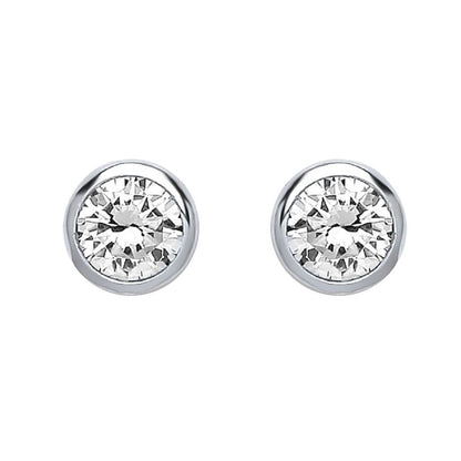 Silver  CZ Bubble Solitaire Stud Earrings 4mm 0.50cts - PS-RD4
