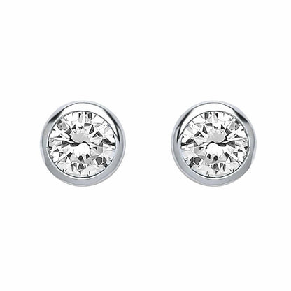 Silver  CZ Bubble Solitaire Stud Earrings 5mm 1.00ct - PS-RD5