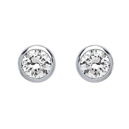 Silver  CZ Bubble Solitaire Stud Earrings 5mm 1.00ct - PS-RD5