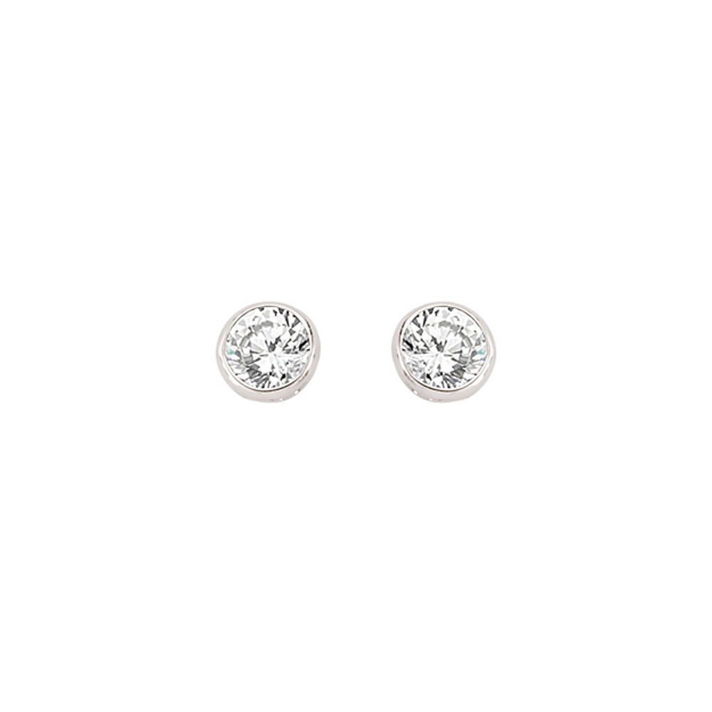 Silver  CZ Bubble Solitaire Stud Earrings 6mm - PS-RD6