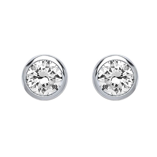 Silver  CZ Bubble Solitaire Stud Earrings 6mm 1.70cts - PS-RD6