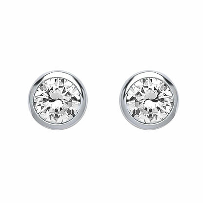 Silver  CZ Bubble Solitaire Stud Earrings 6mm 1.70cts - PS-RD6