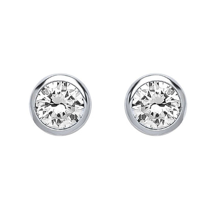 Silver  CZ Bubble Solitaire Stud Earrings 6mm 1.70cts - PS-RD6