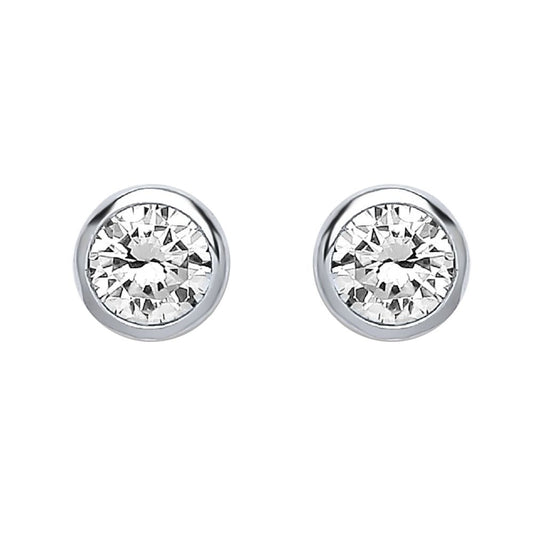 Silver  CZ Bubble Solitaire Stud Earrings 7mm 2.60cts - PS-RD7