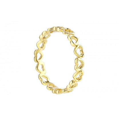 9ct Gold  Open Love Hearts Continuous Loop Eternity Stacking Ring - R22AXL57Y