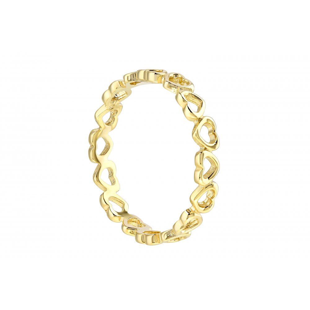 9ct Gold  Open Love Hearts Continuous Loop Eternity Stacking Ring - R22AXL57Y