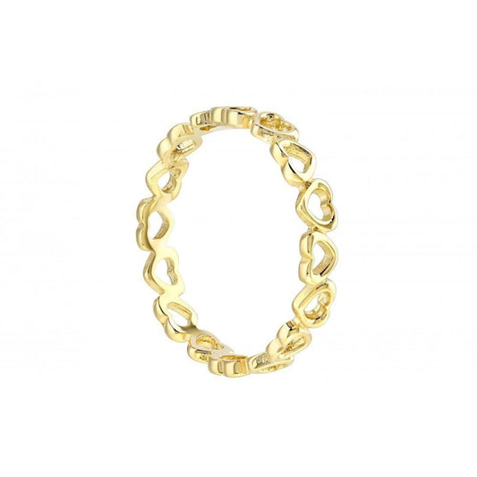 9ct Gold  Open Love Hearts Continuous Loop Eternity Stacking Ring - R22AXL57Y