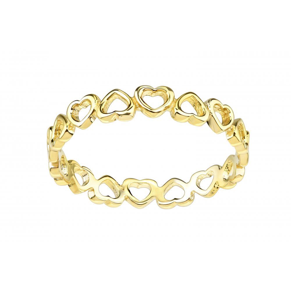 9ct Gold  Open Love Hearts Continuous Loop Eternity Stacking Ring - R22AXL57Y
