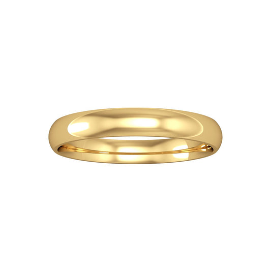 18ct Gold  3mm Light Court Wedding Band Commitment Ring - RBNR02430L