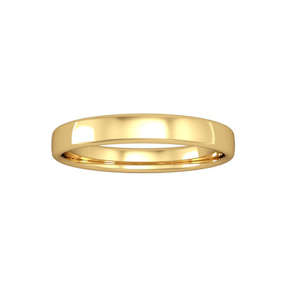 18ct Gold  3mm Bombe Court Wedding Band Commitment Ring - RBNR02460