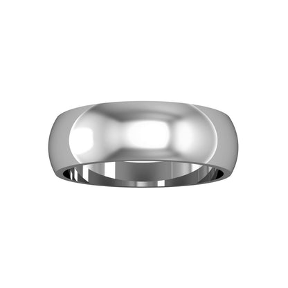 18ct White Gold  6mm D-Shaped Polish Wedding Band Commitment Ring - RBNR02529