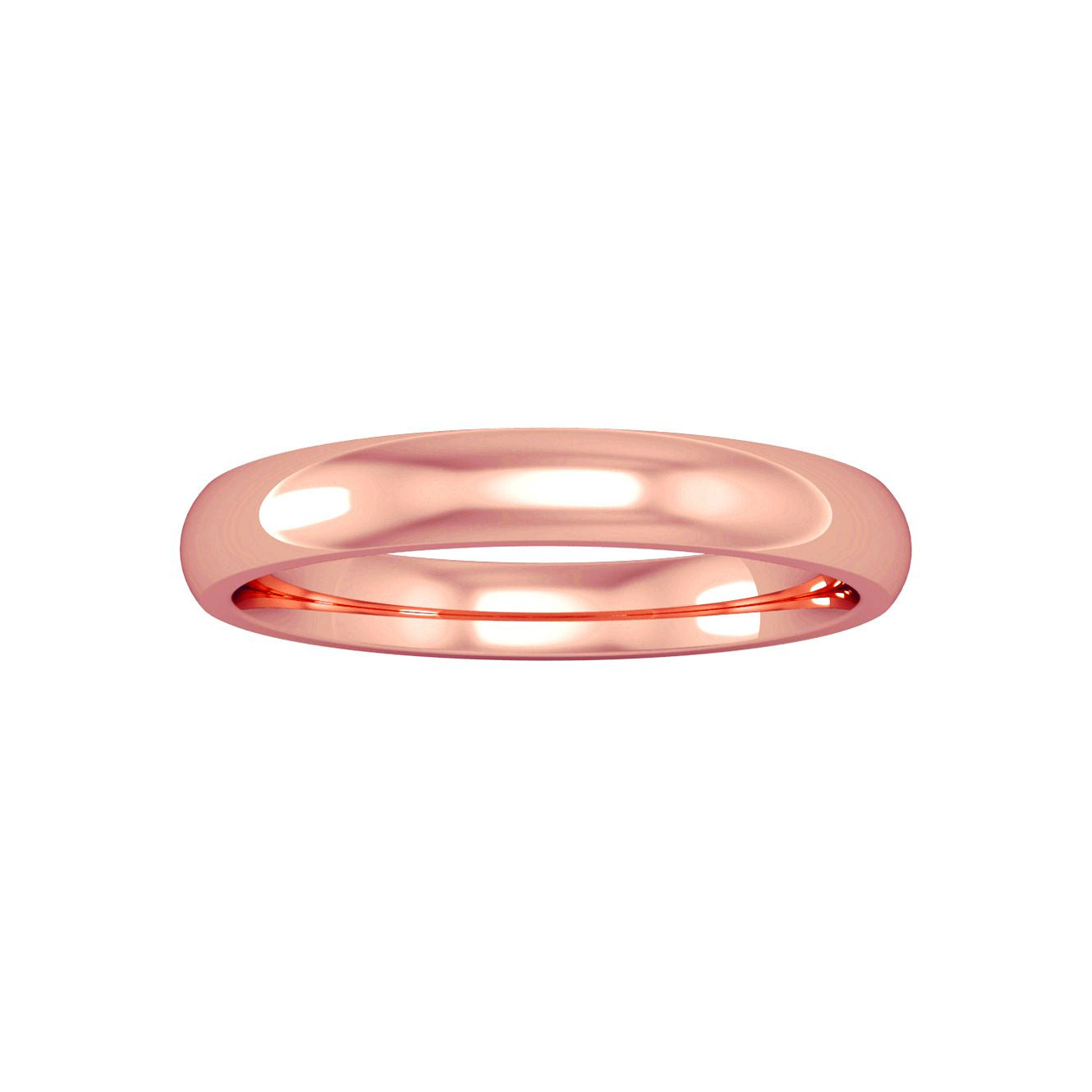 18ct Pink Rose Gold  3mm Court-Shaped Wedding Band Commitment Ring - RBNR02630