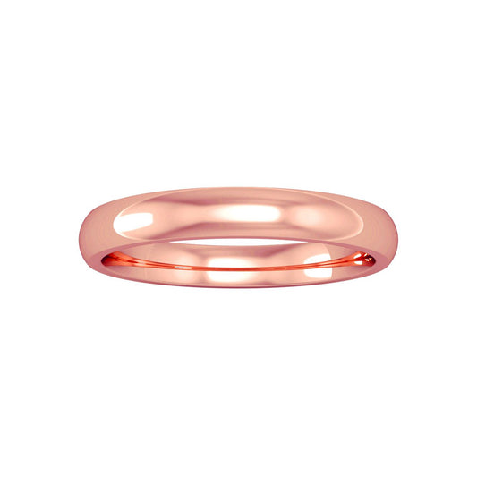 18ct Pink Rose Gold  3mm Court-Shaped Wedding Band Commitment Ring - RBNR02630