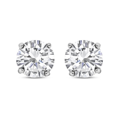 Silver  CZ 4 Claw Solitaire Stud Earrings 11mm - RD11